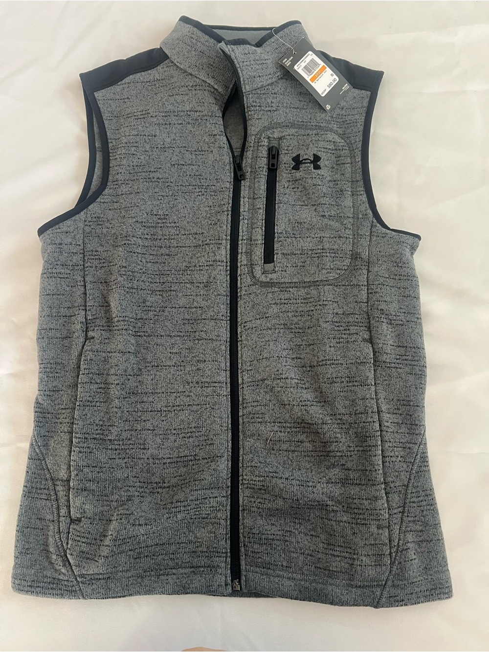 Under Armour Grey Heather Fleece Vest with Black Trim